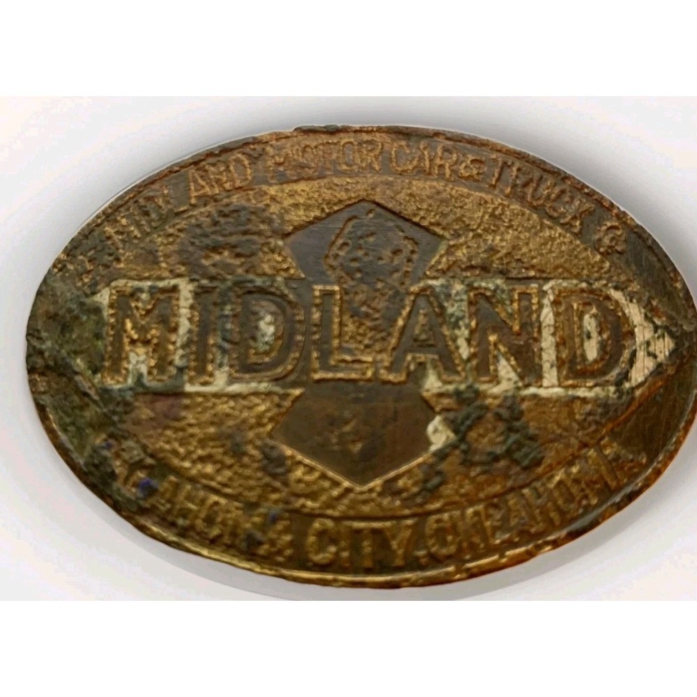 Midland Motor Car Truck Co Medallion Plaque Badge Auto History Circa Early 1900s